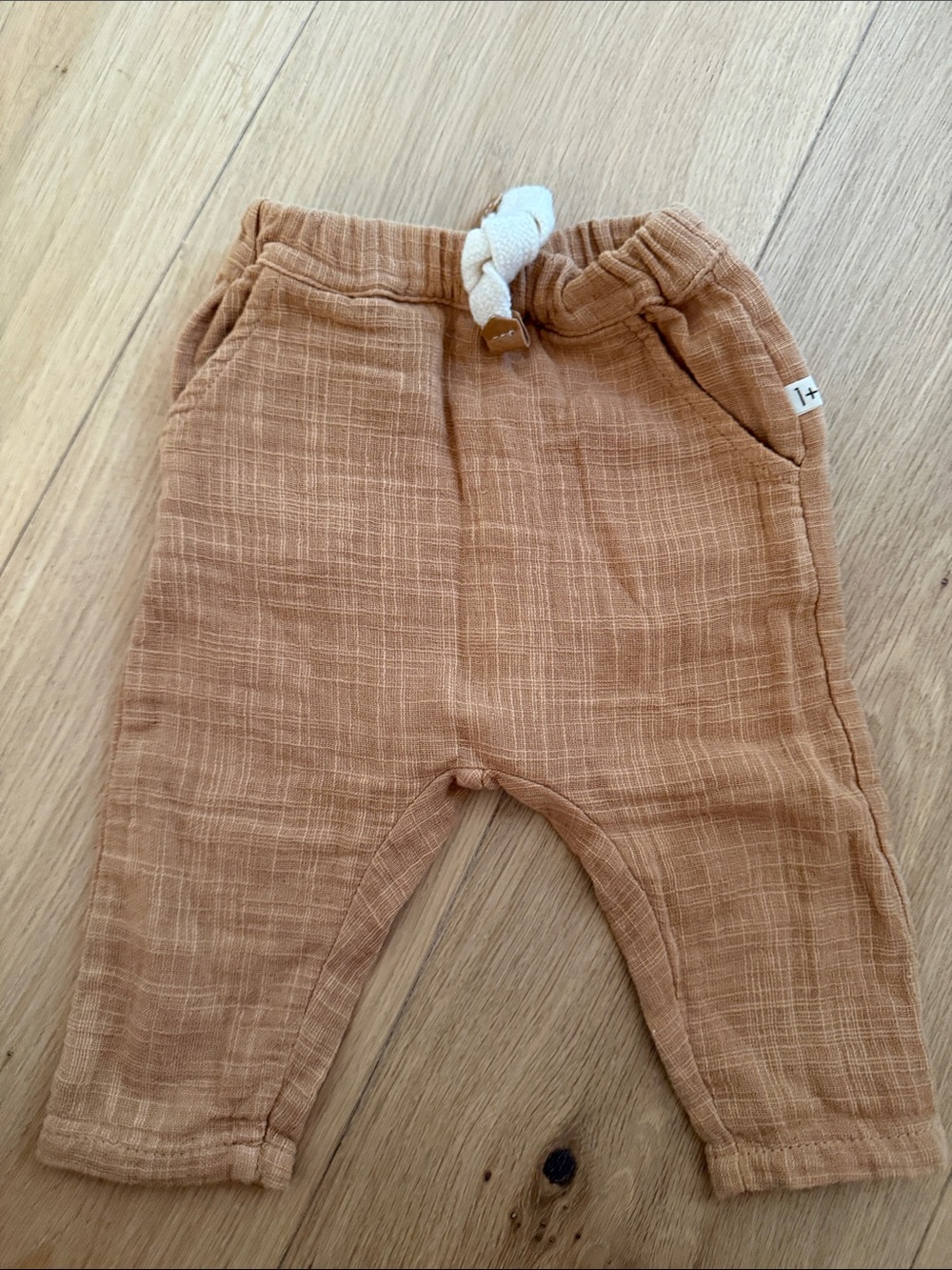 Kids Tan Drawstring Joggers – Lightweight Cotton Blend